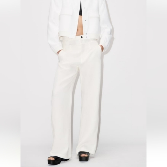 Zara Double Waistband Linen Blend Pants - Picture 1 of 16